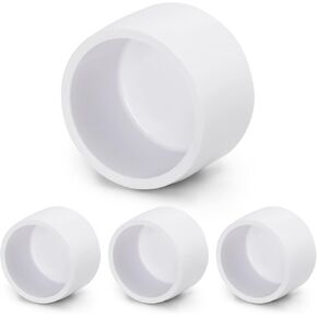 PVC Pipe End Caps 1-1/2 Inch, Round PVC Pipe Hole Plugs, White SCH40 Furniture Grade PVC Pipe Cover Fitting - Fits 1-1/2" PVC Pipes, 4 Pieces