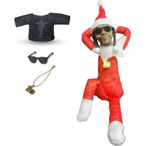 Christmas Elf Plush Doll,Handmade Elf Doll Hip Hop Doll,Christmas Party Holiday Home Festival Decoration (Red)