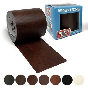 MATCH 'N PATCH Realistic Leather Repair Tape - Durable, Easy-to-Apply, Professional Grade, Versatile Use, Designed in North Carolina for Furniture Restoration, Home Decor & DIY - Brown - 15' x 2.25"