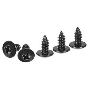 #8x3/8 Sheet Metal Screws - 100 Pack - for Wood, Furniture - Carbon Steel Phillips Truss Head Self Tapping Tip Wood Screws - Black
