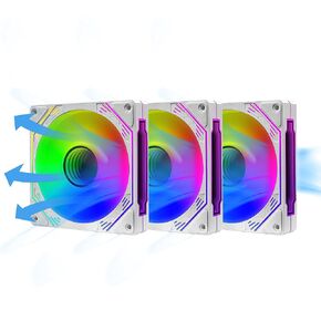 PANO-MOUNTS 120mm ARGB Fan Infinity Mirror Reverse Airflow 5V 3Pin Addressable RGB PWM PC Computer Water Cooler CPU Case Fan 600-1800RPM White 3-Pack