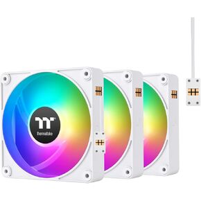 Thermaltake CT140 EX ARGB Sync PC Cooling Fan White (3-Fan Pack), Magnetic Connection, 5V Motherboard Sync, 16.8 Million Colors 9 Addressable LEDs, 140 mm Case/Radiator Fan, CL-F191-PL14SW-A