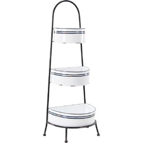 Deco 79 Farmhouse Three-Tiered Display Stand, 10"W x 38"H, Black, White