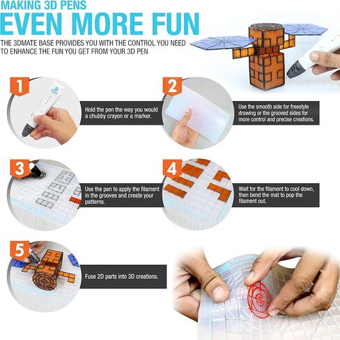 3Dmate Starter - حصيرة قلم ثلاثية الأبعاد شفافة مقاس 9 × 7 بوصات مع كتاب استنسل متوافق - سيليكون مرن مقاوم للحرارة على الوجهين - ملحقات أقلام ثلاثية الأبعاد - قوالب للأطفال والكبار in Kuwait