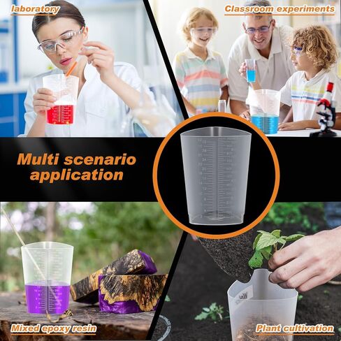 45 قطعة من حاوية إخراج البلاستيك المثلثة سعة 32 أونصة حاوية مثلثة متدرجة ثلاثية الجوانب من البلاستيك الشفاف للقياس والخلط - علامات واضحة بالأوقية والسم مكعب in Kuwait