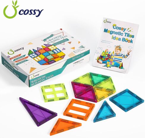 cossy 120 Pcs Magnetic Tiles, 3D Magnetic Blocks Set with 2 Cars, STEM Toys in Kuwait