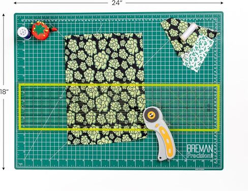 WA Portman Rotary Cutter Set & Sewing Cutting Mat - 45mm Rotary Cutter for Fabric & 5 Blades - 12x18 Inch Fabric Mat - 6x18 Inch Quilting Ruler Cutting Wheel in Kuwait