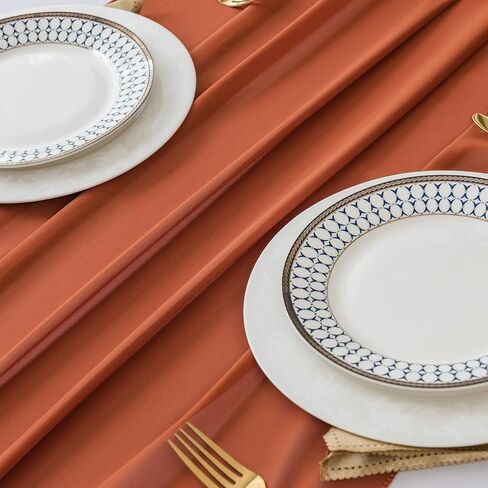20Pack Chiffon Table Runner, Wedding Table Runner, 14x108 inches Gauze Table Runner, Rustic Sheer Table Decor for Romantic Bridal Shower, Baby Shower, Birthday Party Cake Table(Rust) in Saudi Arabia