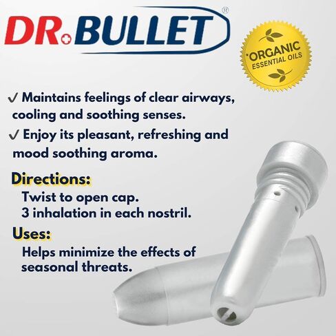Aromatherapy Nasal Inhaler (3 Pack) by Dr.Bullet, Organic Essential Oils in Saudi Arabia