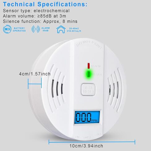 Carbon Monoxide Detector,Carbon Monoxide Alarm Battery Powered,CO Detector with Sensitive CO Sensor,LCD Digital Display and Sound Warning,CO Alarms Monitor for Home,Office,Travel in Kuwait