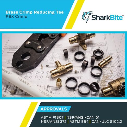 SharkBite 3/4 بوصة × 3/4 بوصة × 1/2 بوصة تي شيرت لتقليل التجعيد، تركيبات سباكة نحاسية، أنبوب PEX، PE-RT، UC412LFA in Saudi Arabia