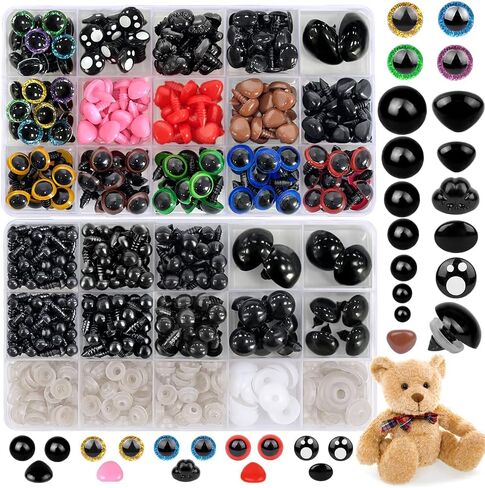YUJUN 700PCS Safety Eyes for Crochet,6-22mmColorful Glitter Noses with Washers Stuffed Animals Amigurumi Craft Doll Making Teddy Bear Toy in Saudi Arabia