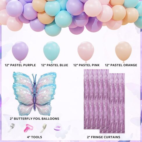 Amandir Purple Birthday Decorations for Women Girl Butterfly Birthday Party Decorations Supplies Pink and Purple Balloons Happy Birthday Circle Dots Banner Butterfly Hanging Swirl Paper Lanterns Pom in Kuwait