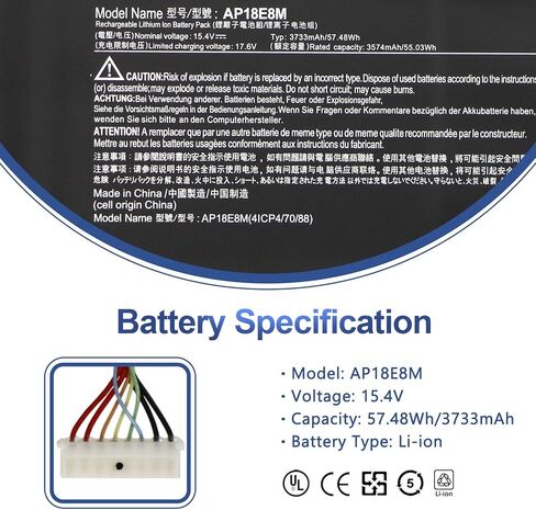 ANTIEE AP16M5J بطارية كمبيوتر محمول لشركة أيسر أسباير 1 A114-31 A114-32 أسباير 3 A314-31 A314-32 A314-41 A315-21 A315-21G A315-22 A315-31 A315-32 A315-33 A315-41 A315-51 A315 -53 A315-53G 2ICP4/80/104 in Saudi Arabia