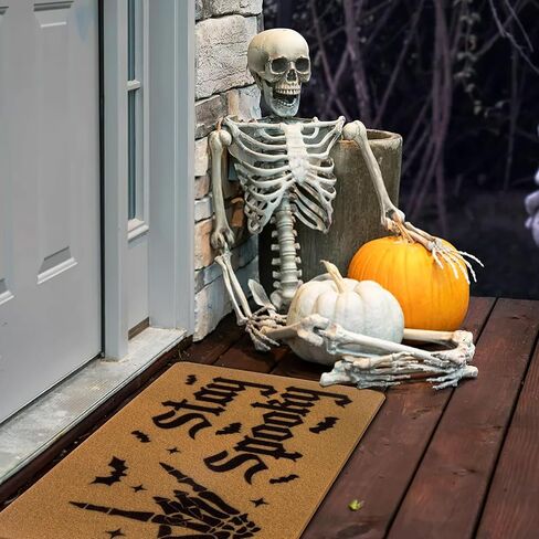 CiyvoLyeen Stay Spooky Doormat Halloween Welcome Indoor and Outdoor Mat Fall Entrance Artificial Coir Rug Spooky Skeleton Sign Gothic Home Decoration Warm House Gift in Saudi Arabia