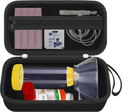 Hard Travel Case for Asthma Inhaler, Inhaler Spacer Case for Kids and Adults, Masks, Asthma Accessories Case Holder with Mesh Pocket for Medicine and Other Accessories, Green (Case Only) in Saudi Arabia