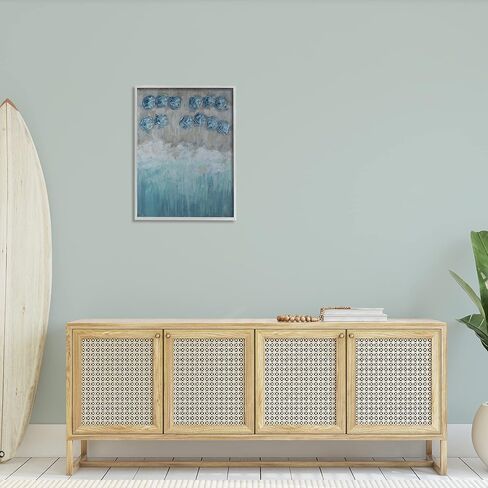 Stupell Industries Abstract Blue Umbrella Ocean Coast Rustic Beach Painting Grey Framed Wall Art, 24 x 30 in Saudi Arabia