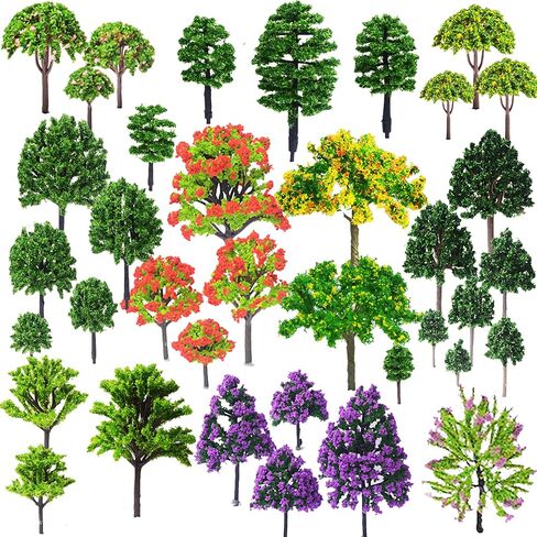 Cayway 34 PCS Model Trees Coconut Palm Model Trees, 1.7~6.7 Inch Mixed Model Trees for Model Train Railway Architecture Diorama DIY Scenery Landscape in Kuwait
