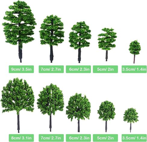Cayway 34 PCS Model Trees Coconut Palm Model Trees, 1.7~6.7 Inch Mixed Model Trees for Model Train Railway Architecture Diorama DIY Scenery Landscape in Kuwait