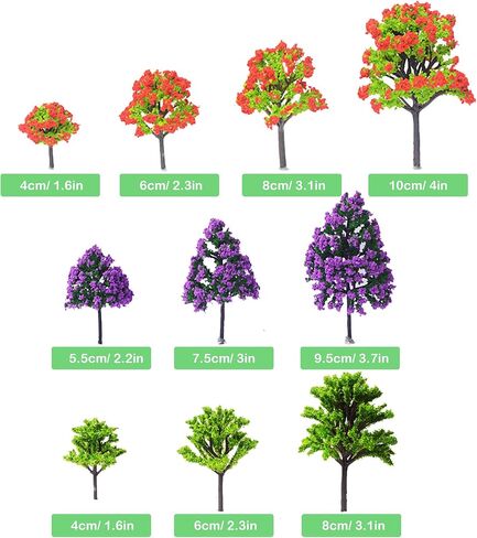 Cayway 34 PCS Model Trees Coconut Palm Model Trees, 1.7~6.7 Inch Mixed Model Trees for Model Train Railway Architecture Diorama DIY Scenery Landscape in Kuwait