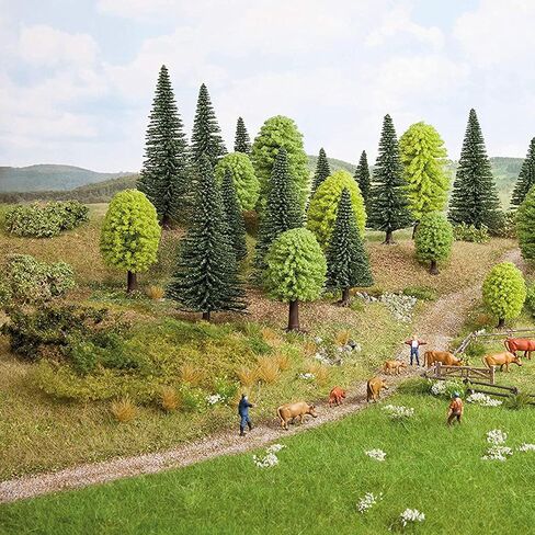 Cayway 34 PCS Model Trees Coconut Palm Model Trees, 1.7~6.7 Inch Mixed Model Trees for Model Train Railway Architecture Diorama DIY Scenery Landscape in Kuwait