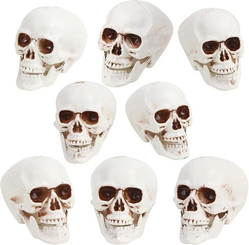 CCINEE 8pcs Halloween Skull Decoration Realistic Looking Skulls Mini Human Skeleton Head Skull Ornaments for Halloween Home Haunted House Day of The Dead Decor Party Supplies(2 x 2.75 x 2.75 inch) in Saudi Arabia