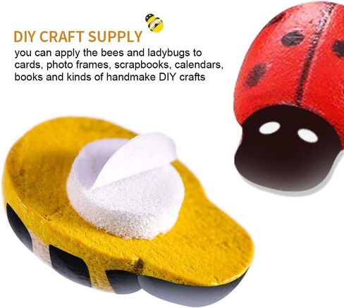200PCS Tiny Wooden Bee Decor, YGDZ Self-Adhesive Painted Flatback Mini Wooden Bumble Bees for Crafts Scrapbooking Decoration Embellishments DIY in Kuwait