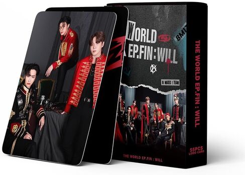 BLUECO 55 Pcs Ateez Lomo Cards The WORLD EP.FIN WILL New Album Merchandise Photocards Set ATINY‘s Fans Cards for Party Decorations in Saudi Arabia