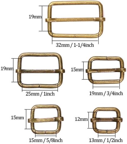 Swpeet 50Pcs Gun-Black Metal Rings Metal Rectangle Adjuster Triglides Slides Buckle, Roller Pin Buckles Slider Strap Adjuster Keychains - 1/2 Inch, 3/4 Inch, 1 Inch, 5/4 Inch, 5/8 Inch in Kuwait