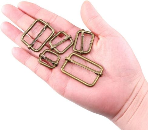 Swpeet 50Pcs Gun-Black Metal Rings Metal Rectangle Adjuster Triglides Slides Buckle, Roller Pin Buckles Slider Strap Adjuster Keychains - 1/2 Inch, 3/4 Inch, 1 Inch, 5/4 Inch, 5/8 Inch in Kuwait