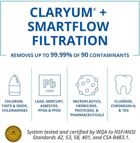 Aquasana SmartFlow Reverse Osmosis Water Filter System - High-Efficiency Under Sink RO Removes up to 99.99% of Fluoride, Arsenic, Chlorine, and Lead - Brushed Nickel Faucet in Saudi Arabia