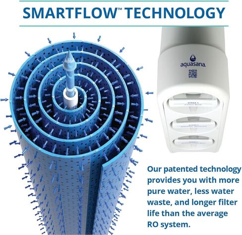Aquasana SmartFlow Reverse Osmosis Water Filter System - High-Efficiency Under Sink RO Removes up to 99.99% of Fluoride, Arsenic, Chlorine, and Lead - Brushed Nickel Faucet in Saudi Arabia