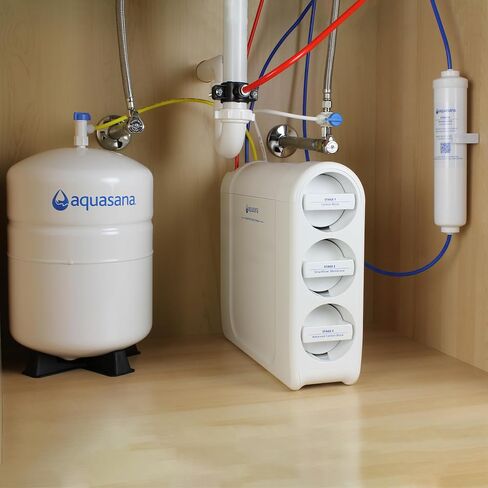 Aquasana SmartFlow Reverse Osmosis Water Filter System - High-Efficiency Under Sink RO Removes up to 99.99% of Fluoride, Arsenic, Chlorine, and Lead - Brushed Nickel Faucet in Saudi Arabia