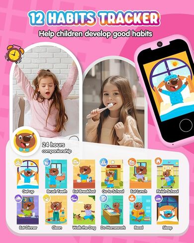 لعبة هاتف ذكية للفتيات من Eltrynic Kids، هاتف ألعاب بشاشة لمس للأطفال الصغار لعمر 3 4 5 6 7 سنوات، هدايا عيد الميلاد للأطفال من سن 3 إلى 7 سنوات، مشغل موسيقى MP3 مع كاميرا مزدوجة (وردي) in Saudi Arabia