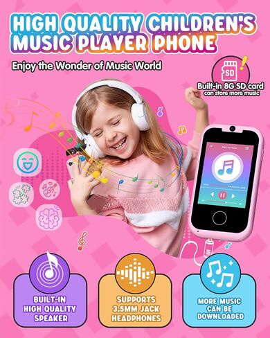 لعبة هاتف ذكية للفتيات من Eltrynic Kids، هاتف ألعاب بشاشة لمس للأطفال الصغار لعمر 3 4 5 6 7 سنوات، هدايا عيد الميلاد للأطفال من سن 3 إلى 7 سنوات، مشغل موسيقى MP3 مع كاميرا مزدوجة (وردي) in Saudi Arabia