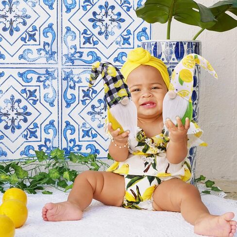 Upltowtme Lemon Gnomes الاسكندنافية Tomte Nisse السويدية الطازجة الليمون قزم المنزل المزرعة ديكور المطبخ الجاموس منقوشة الرف زخارف صينية الطبقات، مجموعة من 2 in Kuwait