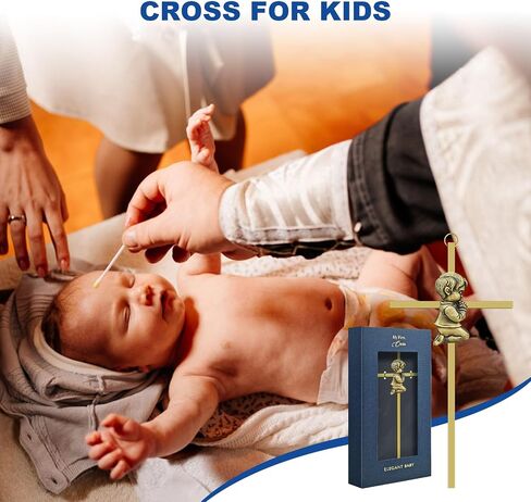 dewtick Premium Baptism Cross Boy 7.1 Inch, Super Cute and Sturdy Baby Cross Wall Baptism Gifts for First Holy Communion Christening and Dedication from Godparents, Gold in Saudi Arabia