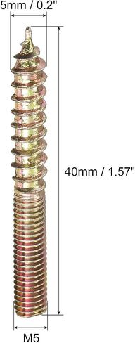 مسامير شماعة Uxcell M4x20mm، 24 قطعة من مسامير وتد ذات نهاية مزدوجة لتوصيل الأثاث الخشبي in Saudi Arabia