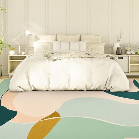 سجاد بوهو أخضر قابل للغسل لغرفة المعيشة - سجادة غرفة نوم كبيرة مقاس 8 × 10، فائقة النعومة وغير قابلة للانزلاق، سجادة منخفضة الطبقات مناسبة لغرفة المعيشة وغرفة النوم والمكتب وغرفة الطعام بجانب السرير in Kuwait