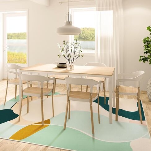 سجاد بوهو أخضر قابل للغسل لغرفة المعيشة - سجادة غرفة نوم كبيرة مقاس 8 × 10، فائقة النعومة وغير قابلة للانزلاق، سجادة منخفضة الطبقات مناسبة لغرفة المعيشة وغرفة النوم والمكتب وغرفة الطعام بجانب السرير in Kuwait