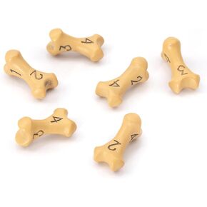 D4 Dice Set - Set of Six 4 Sided Dice - Skull & Bone Themed RPG Dice. Cool & Unique Gift for Dungeons & Dragons (DND), Warhammer, D&D, Pathfinder, D and D. (Ancient Bone Yellow)