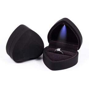 Rolin Roly Heart Shape Ring Box with LED Lighted Wedding Earrings Case Jewelry Box Display Case Gift Boxes for Proposal Engagement Wedding Anniversary (pink)
