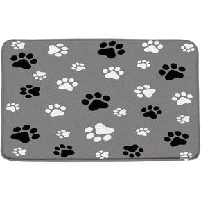 Dog Paw Print Bath Mat Black Grey White Dogs Cat Footprint Cute Animal Claw Cartoon Modern for Kids Girls Boys Bathroom Microfiber Memory Foam Bathroom Rug Doormat Kitchen Toilet Floor Rug