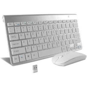 Thanice Wireless 2.4G Keyboard and Mouse Combo, USB Slim Portable Wireless Keyboard Mause, with Quiet Click, Compatible with iMac Mac PC Laptop Computer Smart TV PS4 (Black)
