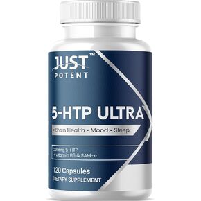 5-HTP Ultra 200mg | 120 Capsules - 4-Month Supply | for Sleep, Mood, and Brain Health | Fortified with SAM-e and Vitamin B6