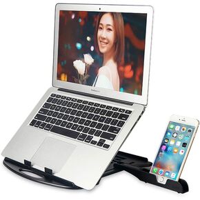 COOSKIN Foldable Laptop Stands with Height Adjustable (Up to17cm),Portable Laptop Riser with Swivel Base (Black) in Kuwait