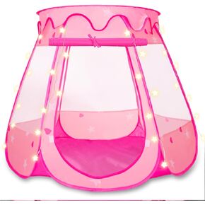 Pop Up Princess Tent with Star Lights,Ball Pit for 1 2 3 Year Old Girl Birthday Gift,Princess Toys for Toddlers 1-3 with Carrying Bag, Play Tent for Kids Indoor|Outdoor (50 Balls not Included)