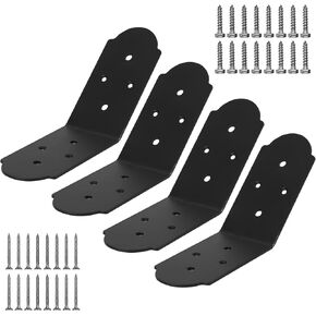 4 Pcs Flush Inside 45 Degree Angle Brackets, 3" Width Heavy Duty Angle Bracket Connector Carbon Steel Tie Plate Inside Joint for Wood Post and Beam Desk Edge Box Pergola Gazebo DIY Kit