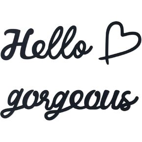Bnesi Hello Gorgeous Heart Sign Black Metal Wall ديكور حديث أنيق Hello Gorgeous Farmhouse Metal Wall Art ديكور للحمام وغرفة النوم وغرفة الرموش وأي غرفة (أسود) in Kuwait