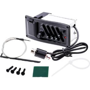 ASCENDAS Guitar EQ-7545R 4-Band EQ Equalizer System Acoustic Guitar Preamp Piezo Pickup for Cigar Box Guitars Black (Flat)